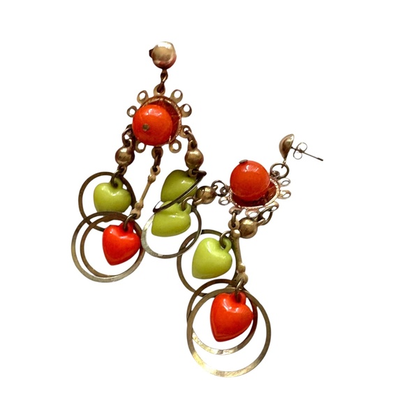 earrings hanging vintage jangle dangle fun hearts costume artsy boho girly - Picture 10 of 11